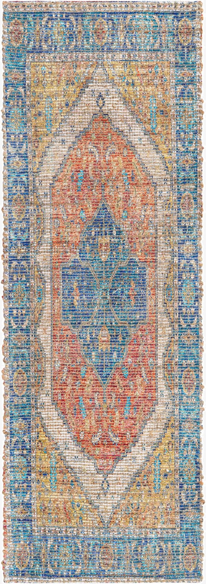  2' 2 x 6' 1  Hand Woven Chenille Jute Runner Rug