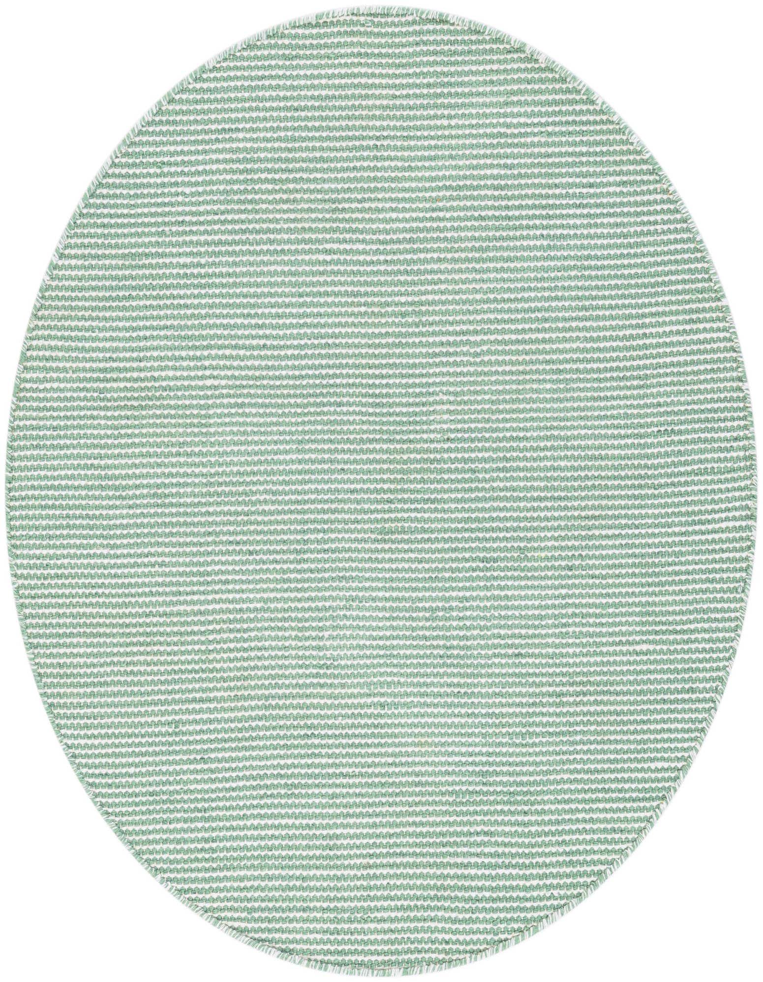 A 3' 3 x 3' 3 round Palm Green modern flatweave rug with a textured stripe pattern, suitable for indoor/outdoor use.