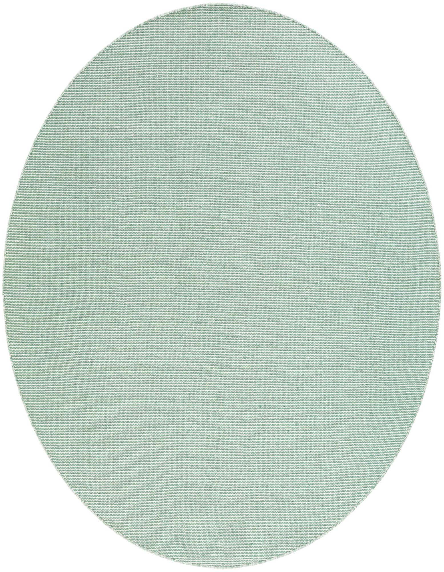 A 7' 10 round Palm Green modern flatweave rug made from recycled materials, suitable for indoor/outdoor use.