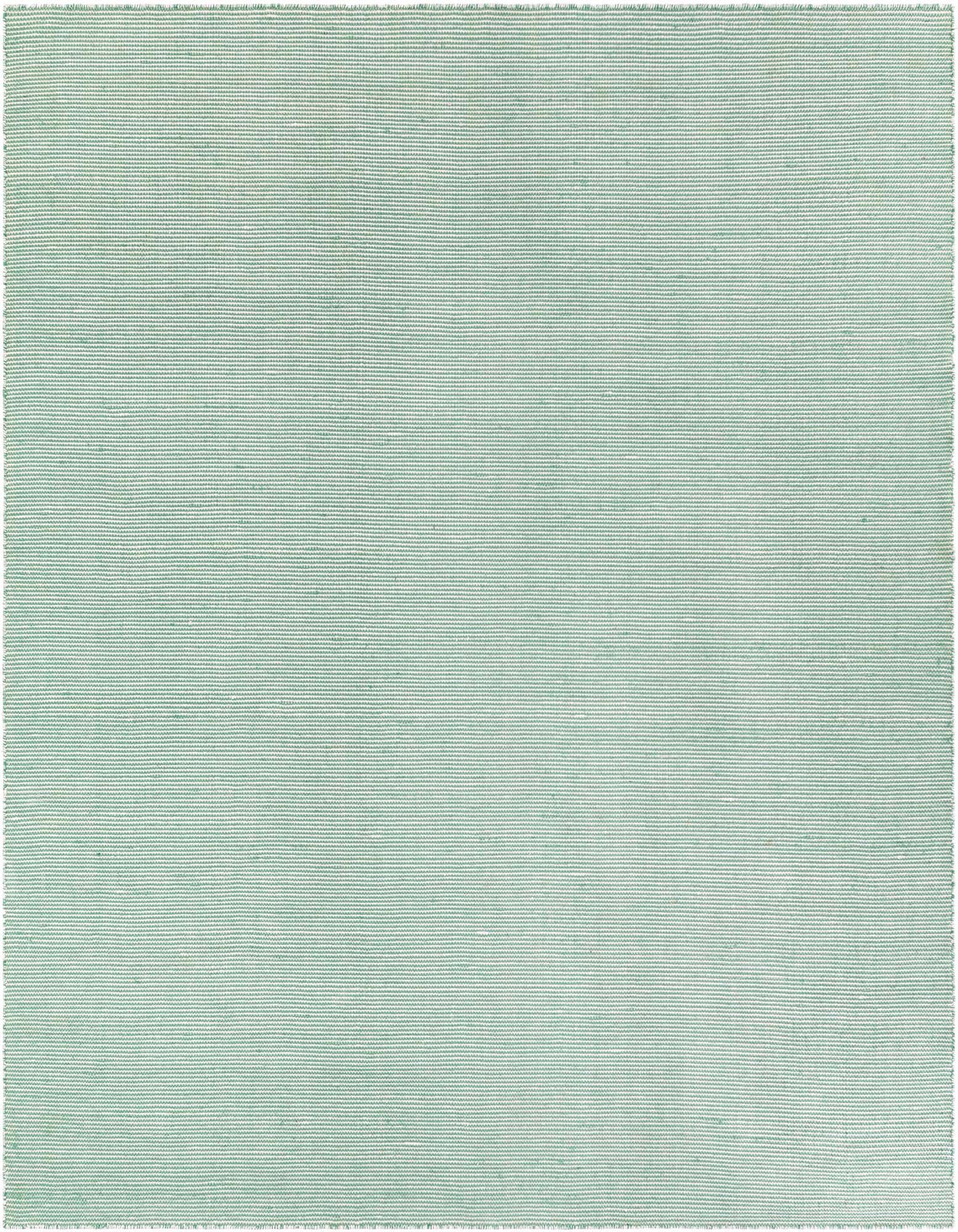 A 10'x10' square Palm Green modern flatweave rug made from recycled materials, suitable for indoor or outdoor use.