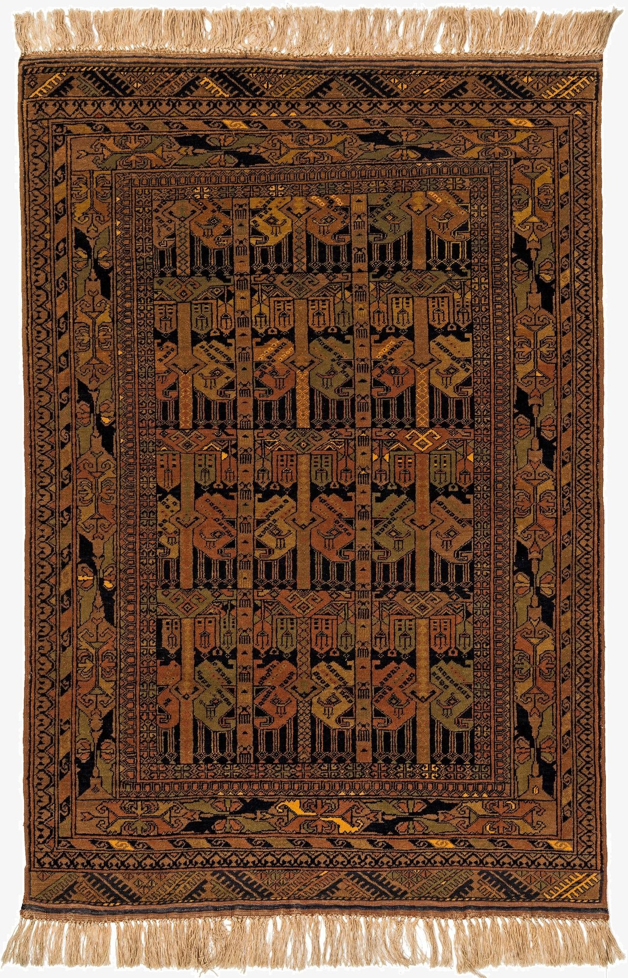 3' 10 x 5' 8  Hand Knotted Afghan Akhche Wool Rug