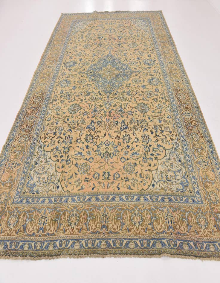 Detail image of  9' 6 x 12' 9  Hand Knotted Kashan Persian Wool Rug