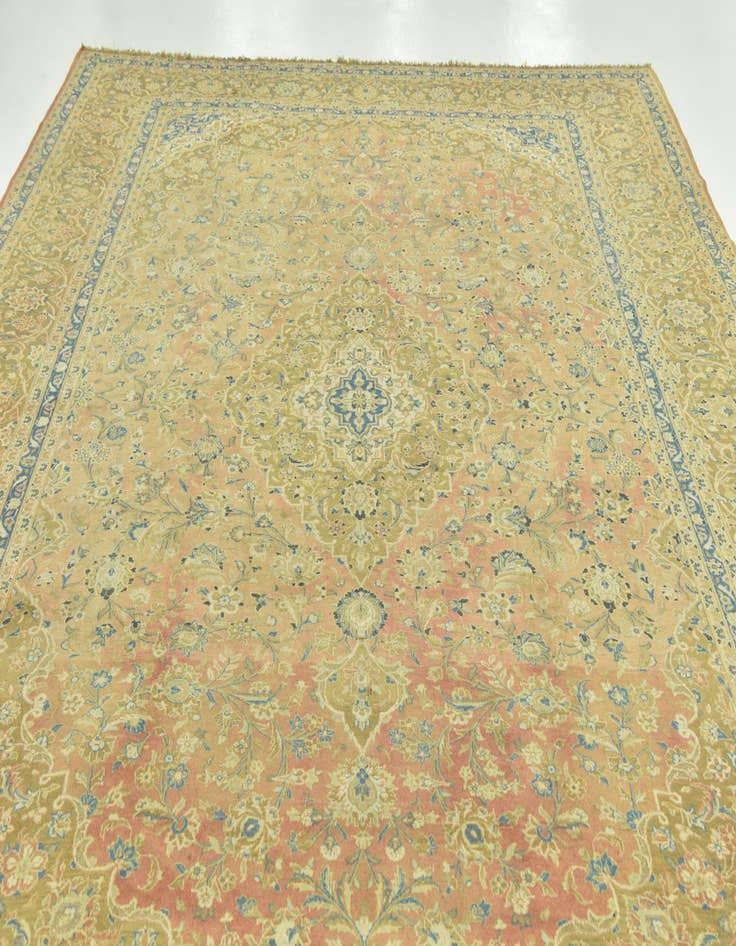 Detail image of  9' 7 x 12' 10  Hand Knotted Kashan Persian Wool Rug