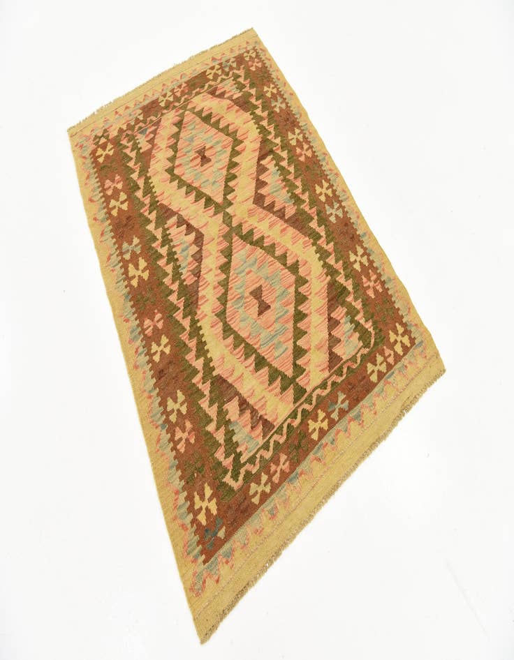 Detail image of  3' 3 x 4' 6  Hand Woven Kilim Maymana Wool Rug