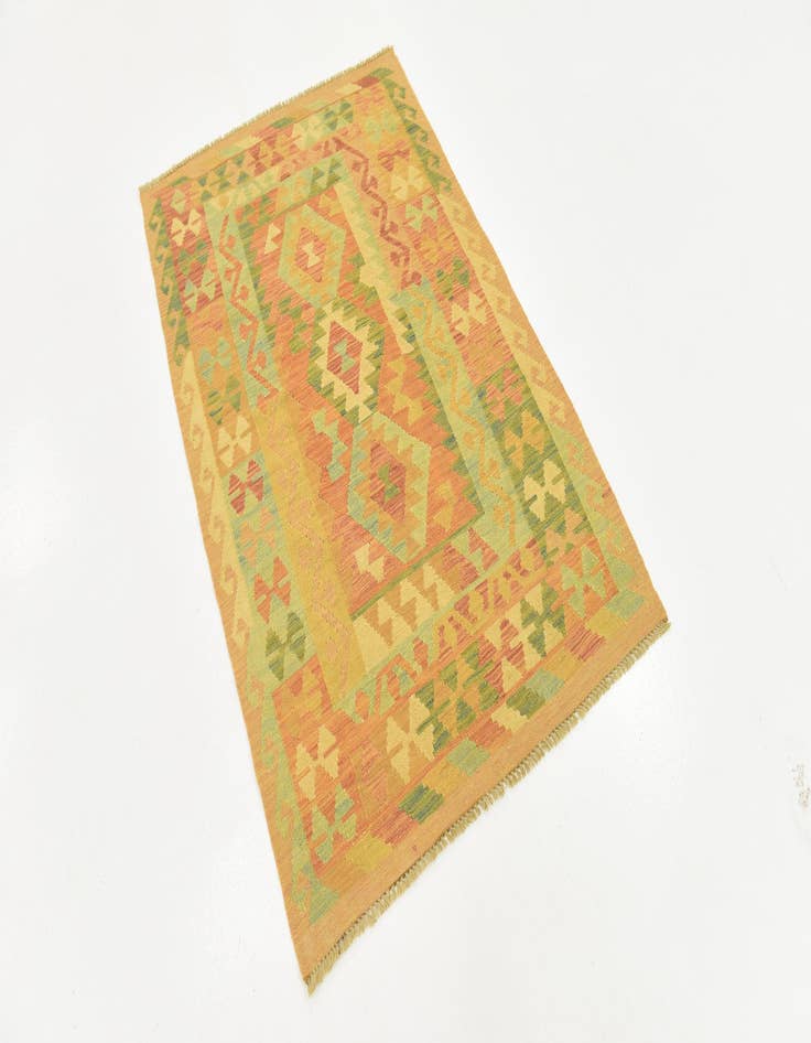 Detail image of  3' 2 x 5'  Hand Woven Kilim Waziri Wool Rug