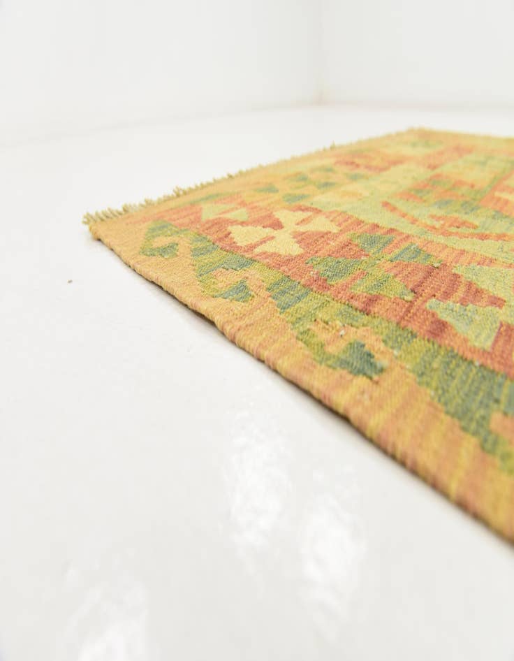 Detail image of  3' 2 x 5'  Hand Woven Kilim Waziri Wool Rug