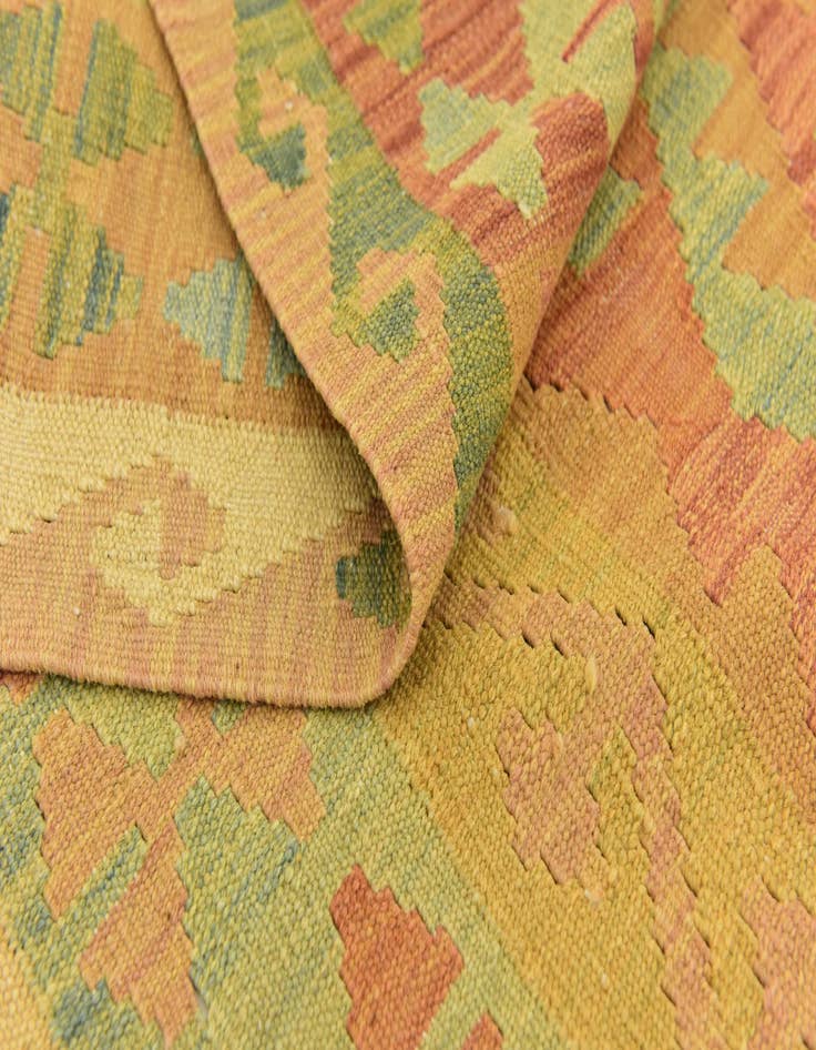 Detail image of  3' 2 x 5'  Hand Woven Kilim Waziri Wool Rug