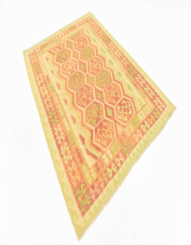 Detail image of  4' 10 x 6' 6  Hand Woven Kilim Waziri Wool Rug