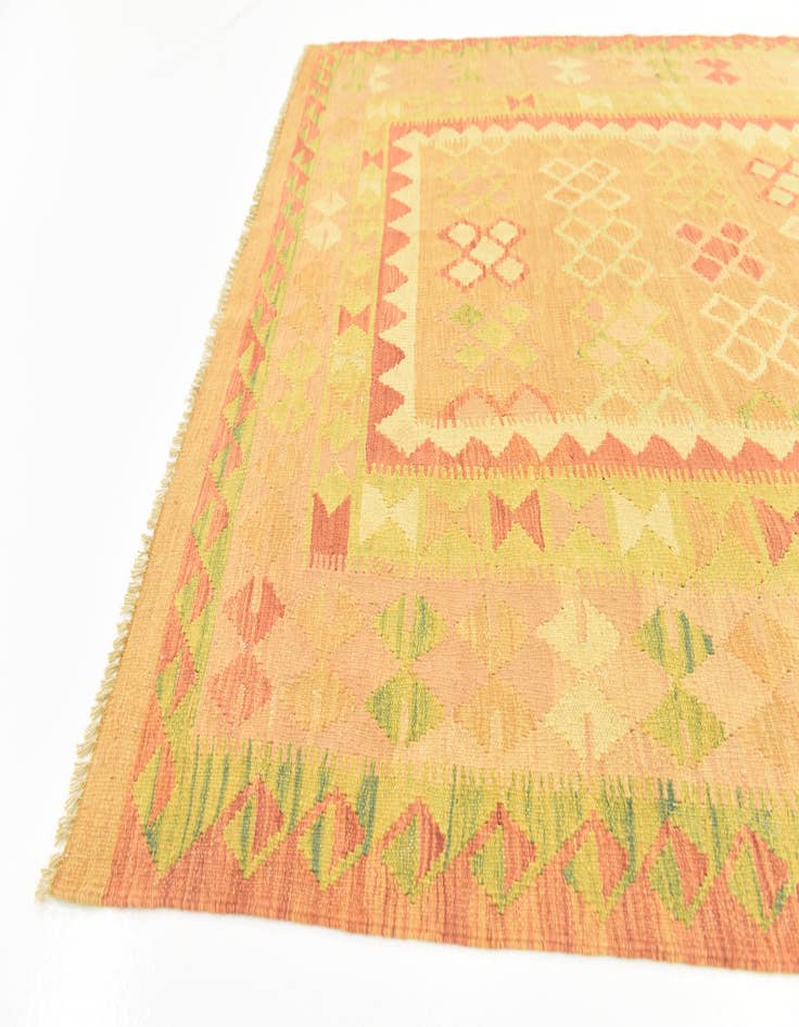 Detail image of  4' 10 x 6' 9  Hand Woven Kilim Waziri Wool Rug