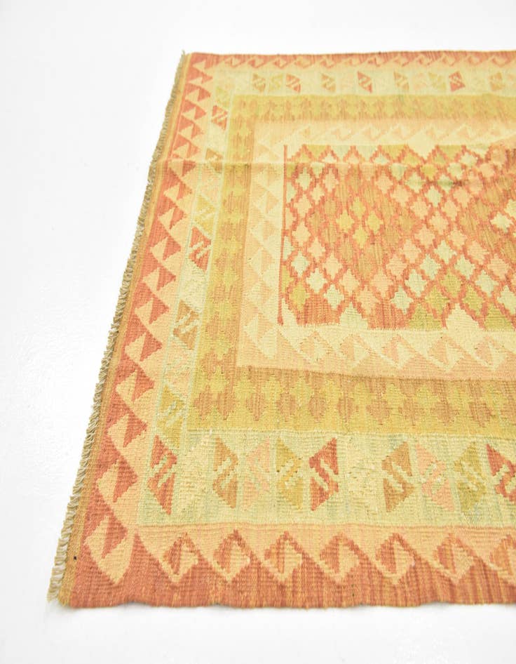 Detail image of  3' 4 x 5' 2  Hand Woven Kilim Waziri Wool Rug