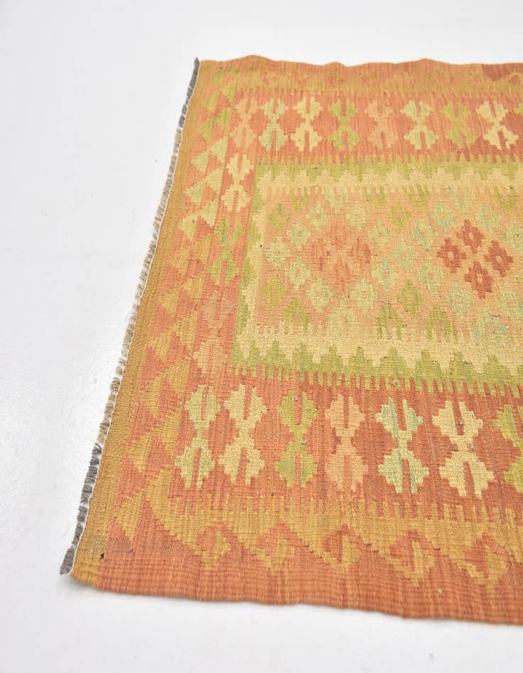 Detail image of  2' 7 x 4' 3  Hand Woven Kilim Waziri Wool Rug
