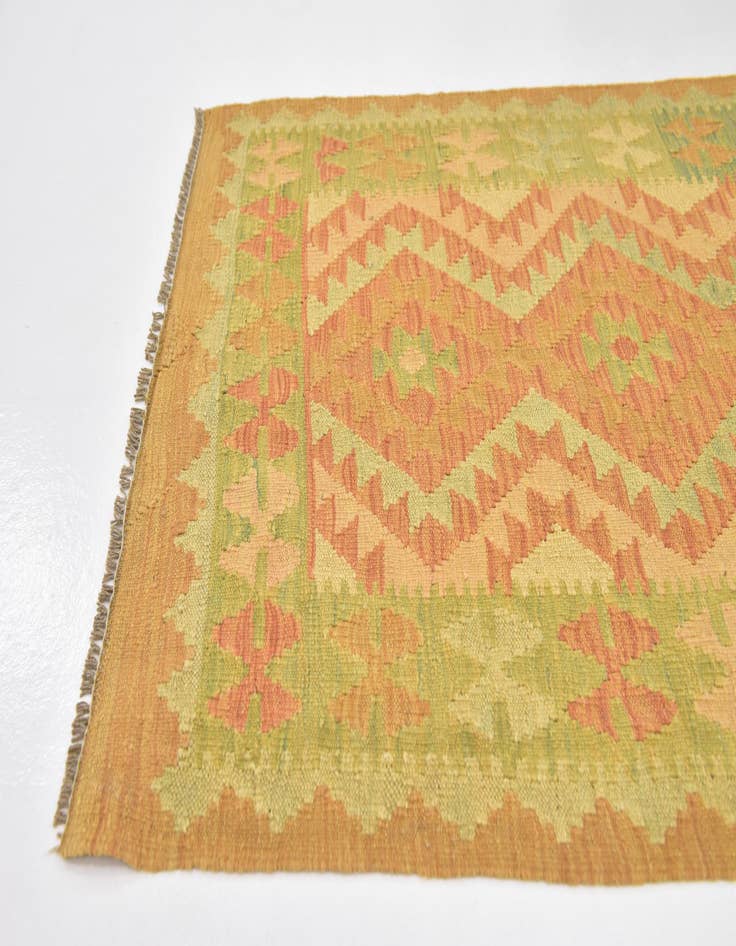 Detail image of  2' 8 x 4' 3  Hand Woven Kilim Waziri Wool Rug