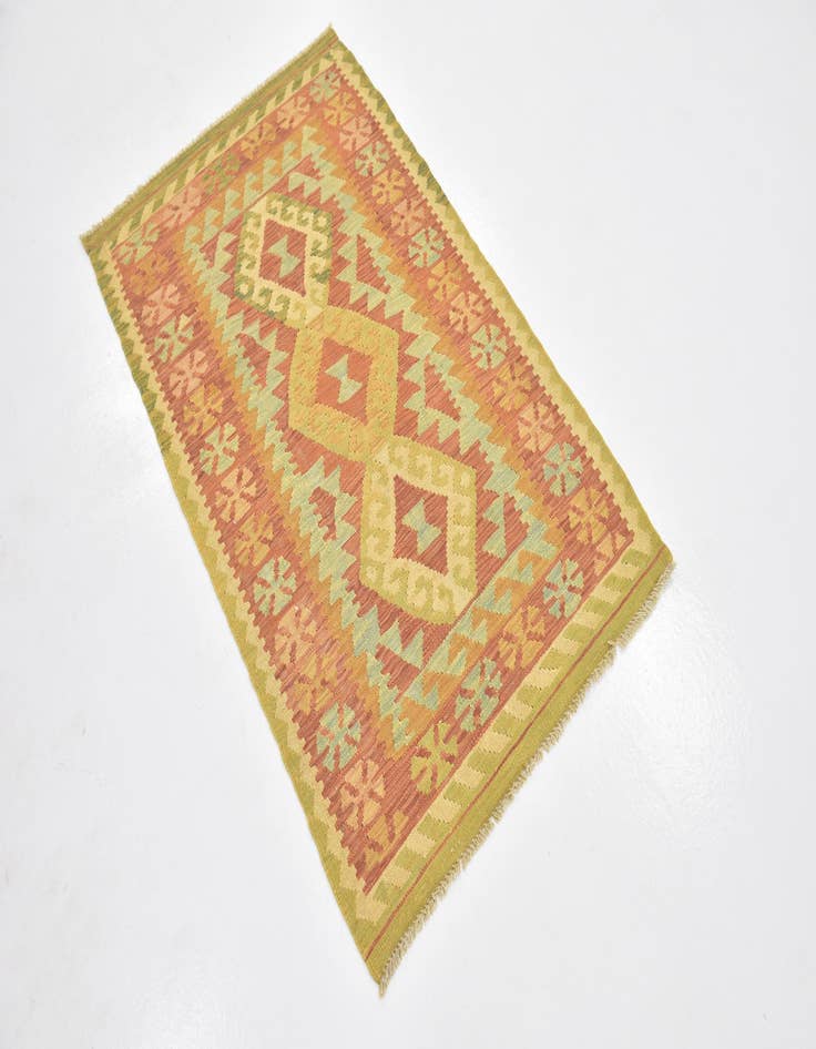 Detail image of  2' 6 x 4' 6  Hand Woven Kilim Waziri Wool Rug