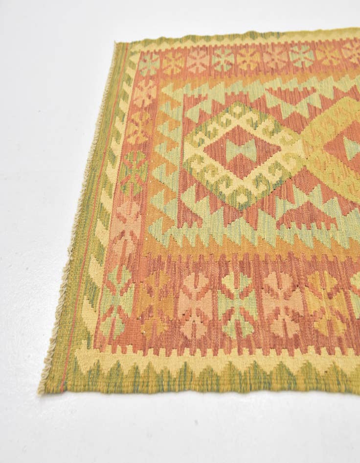 Detail image of  2' 6 x 4' 6  Hand Woven Kilim Waziri Wool Rug