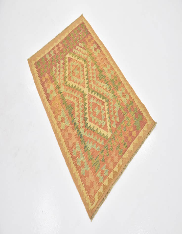 Detail image of  2' 10 x 4' 5  Hand Woven Kilim Waziri Wool Rug