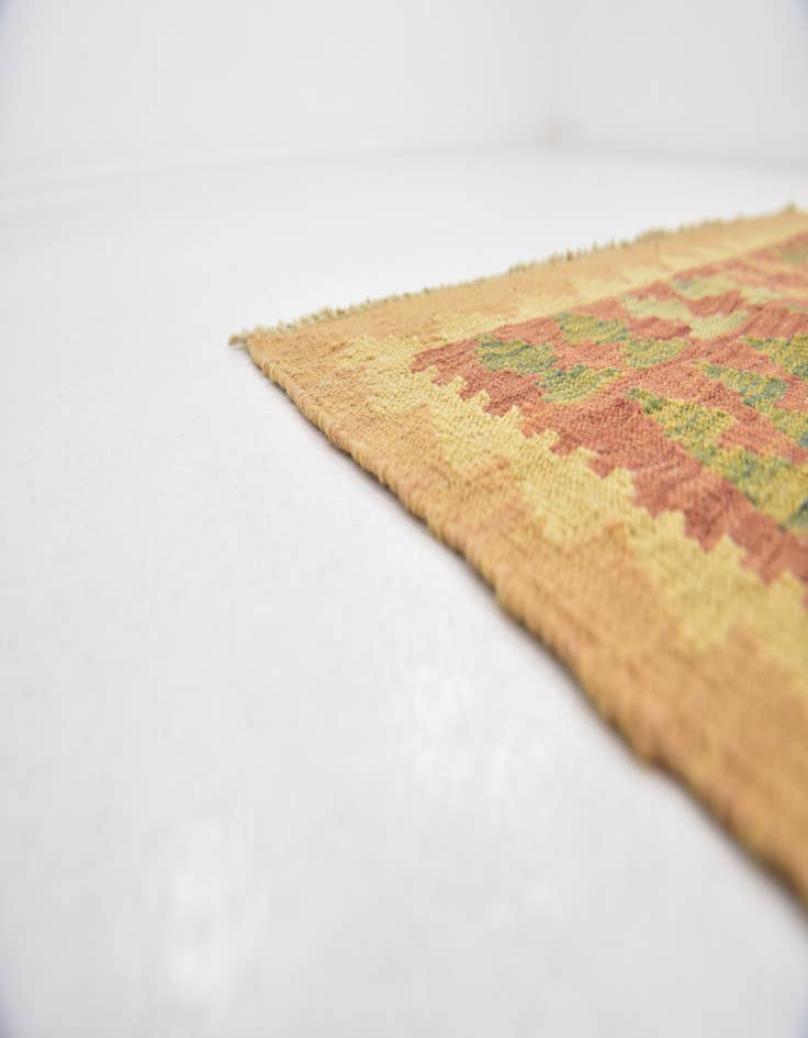 Detail image of  2' 10 x 4' 5  Hand Woven Kilim Waziri Wool Rug