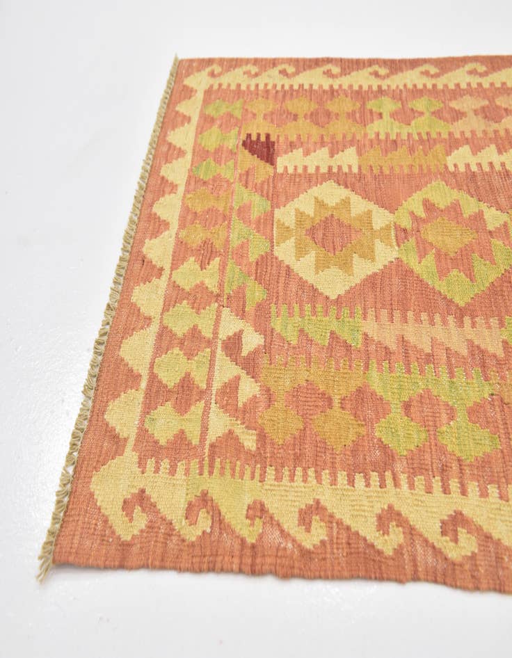 Detail image of  2' 5 x 4' 2  Hand Woven Kilim Waziri Wool Rug