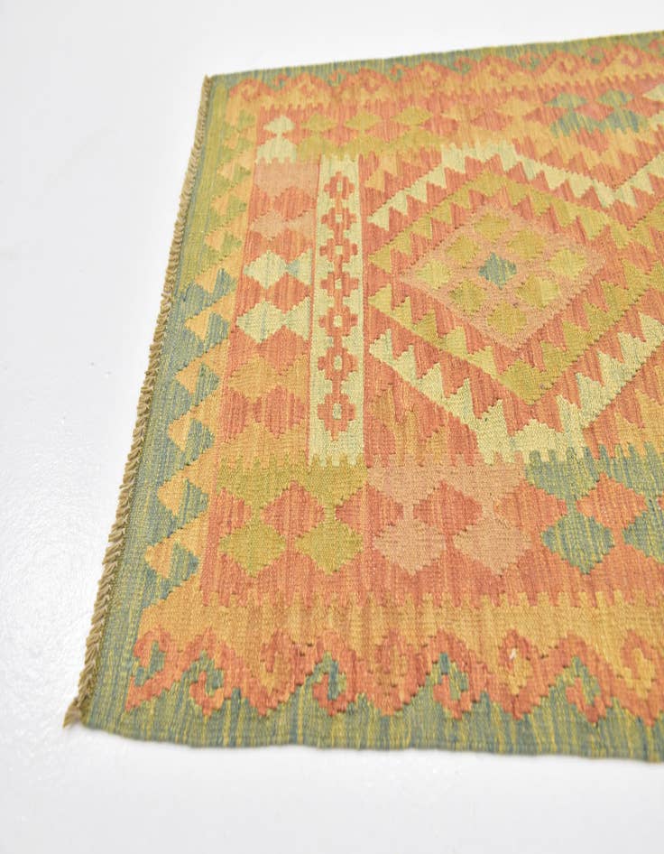 Detail image of  2' 9 x 4' 2  Hand Woven Kilim Waziri Wool Rug