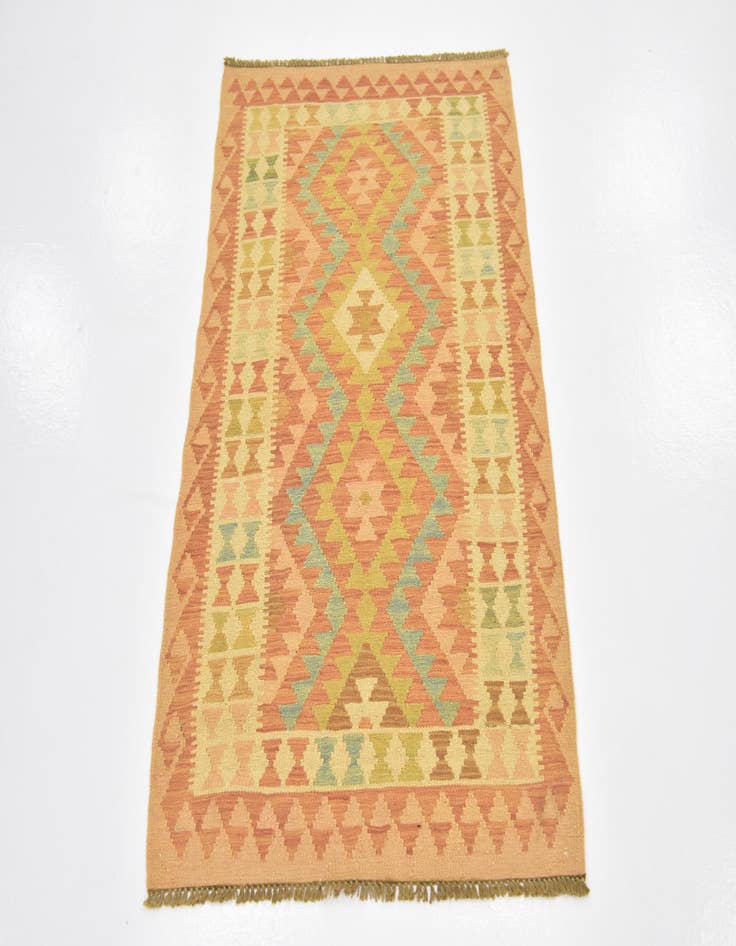 Detail image of  2' 8 x 4'  Hand Woven Kilim Waziri Wool Rug