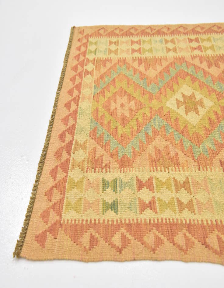 Detail image of  2' 8 x 4'  Hand Woven Kilim Waziri Wool Rug