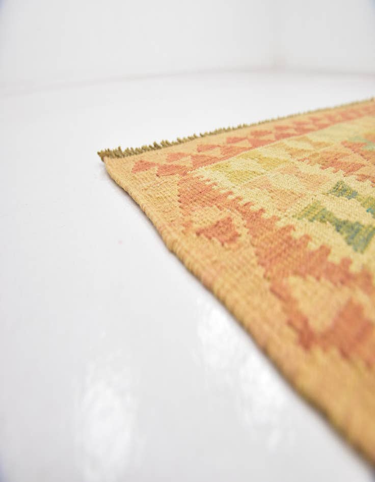Detail image of  2' 8 x 4'  Hand Woven Kilim Waziri Wool Rug