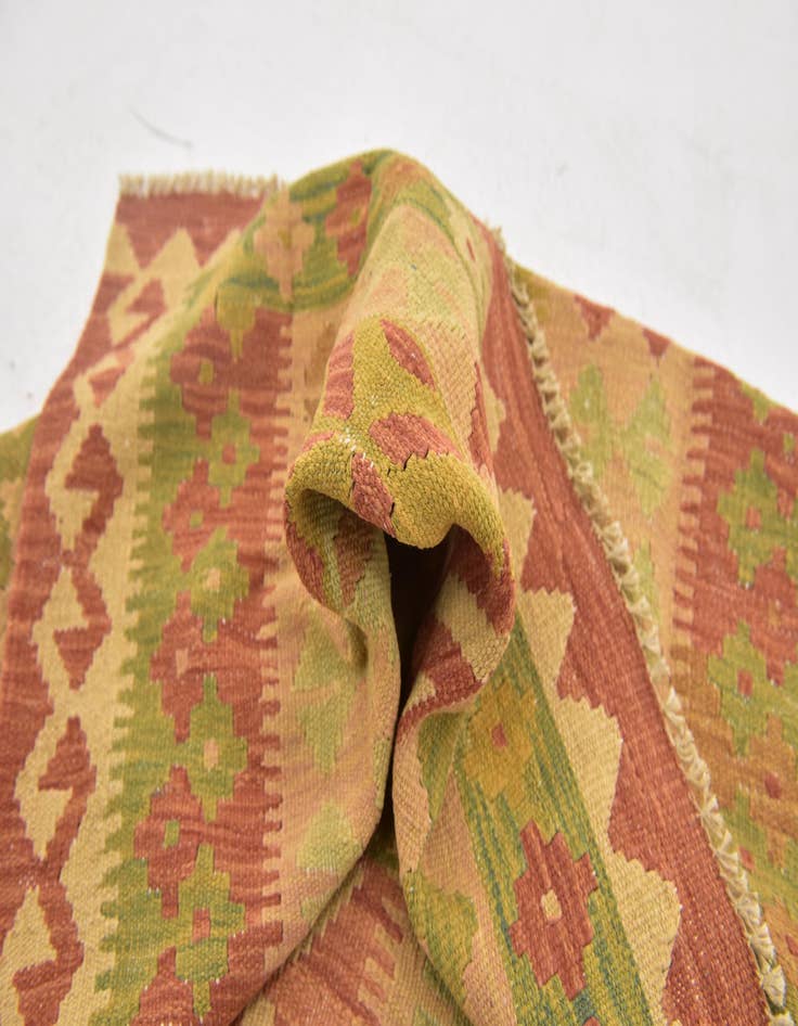 Detail image of  3' x 4' 10  Hand Woven Kilim Waziri Wool Rug