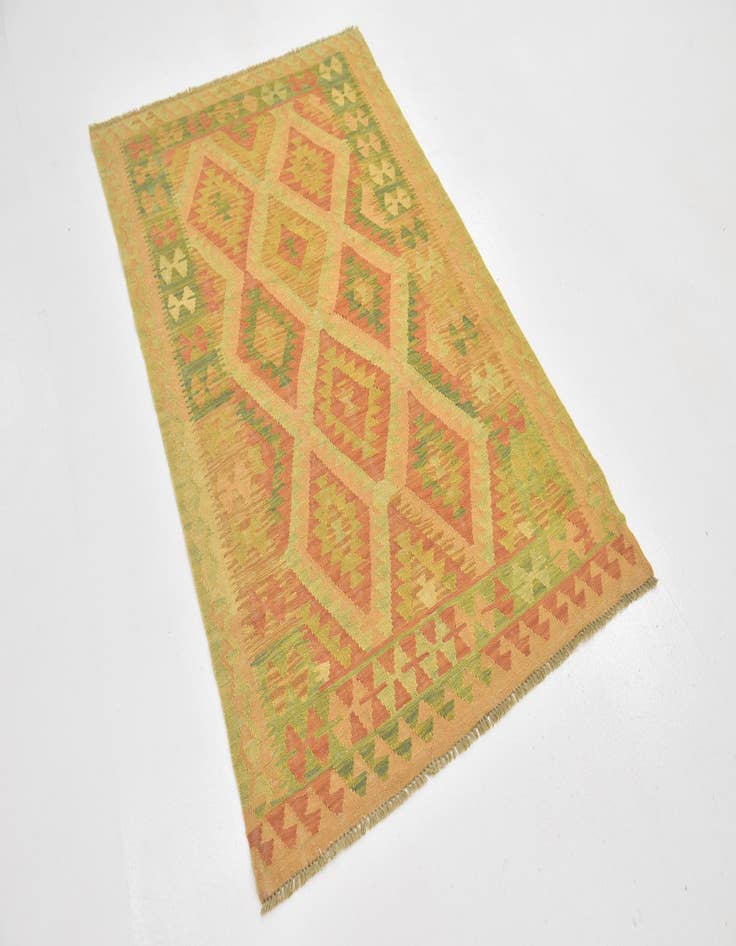 Detail image of  3' 3 x 5' 2  Hand Woven Kilim Waziri Wool Rug