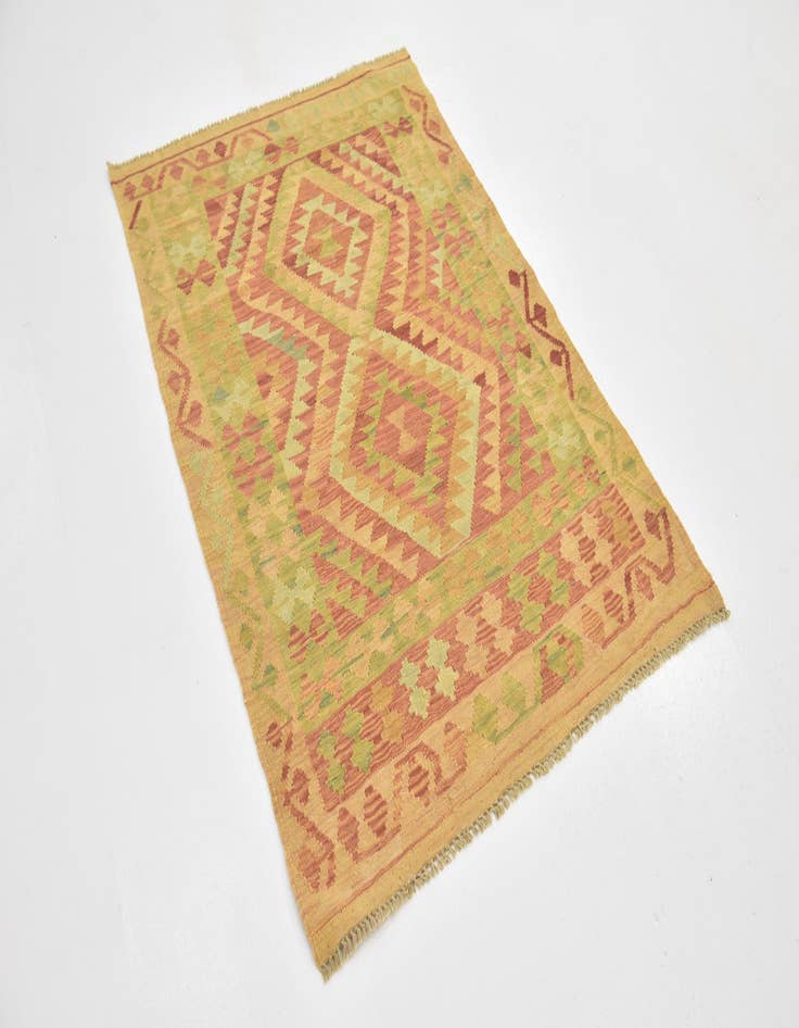 Detail image of  3' 3 x 5'  Hand Woven Kilim Waziri Wool Rug