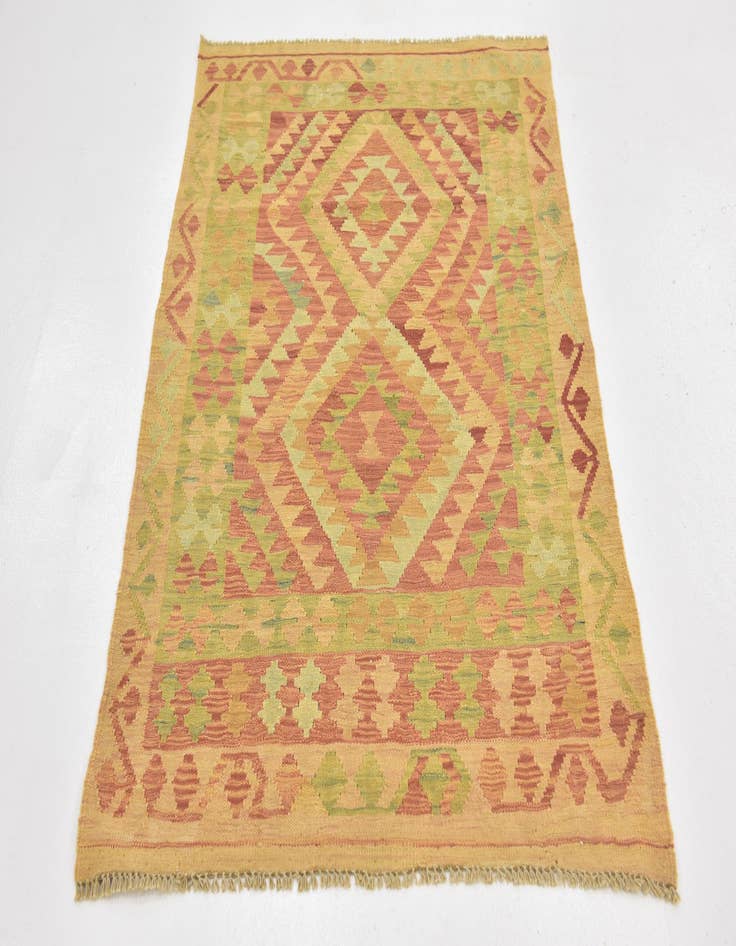 Detail image of  3' 3 x 5'  Hand Woven Kilim Waziri Wool Rug