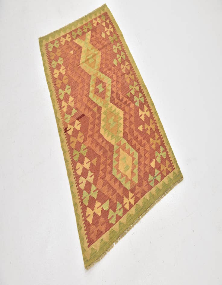 Detail image of  2' 10 x 4' 6  Hand Woven Kilim Waziri Wool Rug