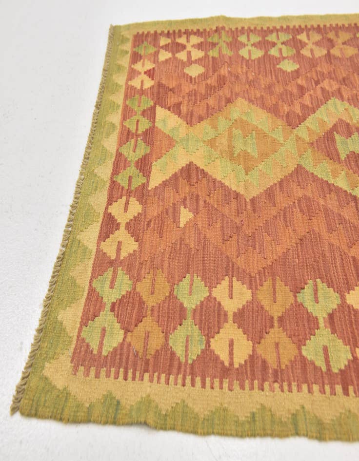 Detail image of  2' 10 x 4' 6  Hand Woven Kilim Waziri Wool Rug