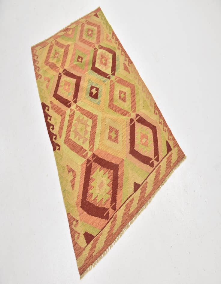 Detail image of  3' 4 x 5' 3  Hand Woven Kilim Waziri Wool Rug