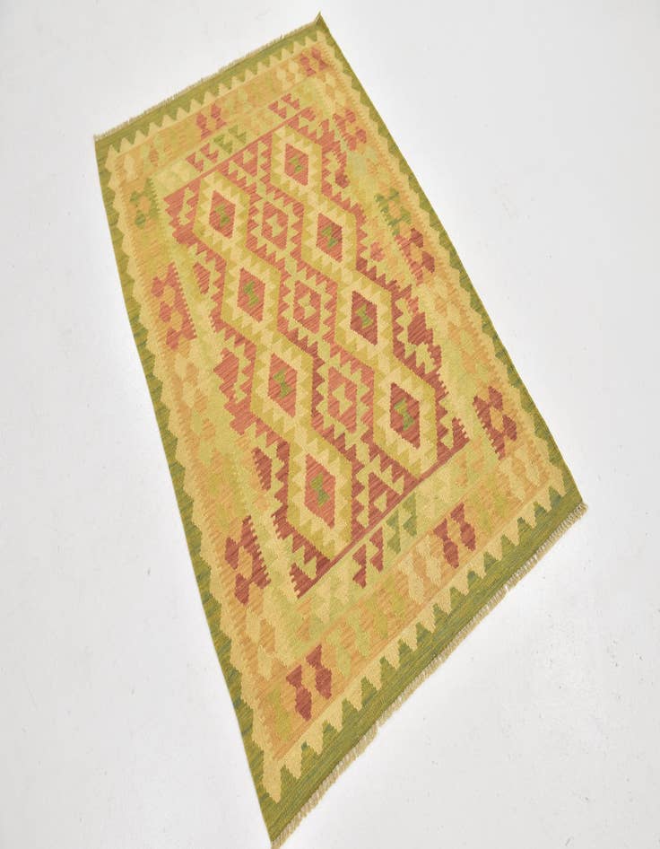 Detail image of  3' 4 x 5'  Hand Woven Kilim Waziri Wool Rug