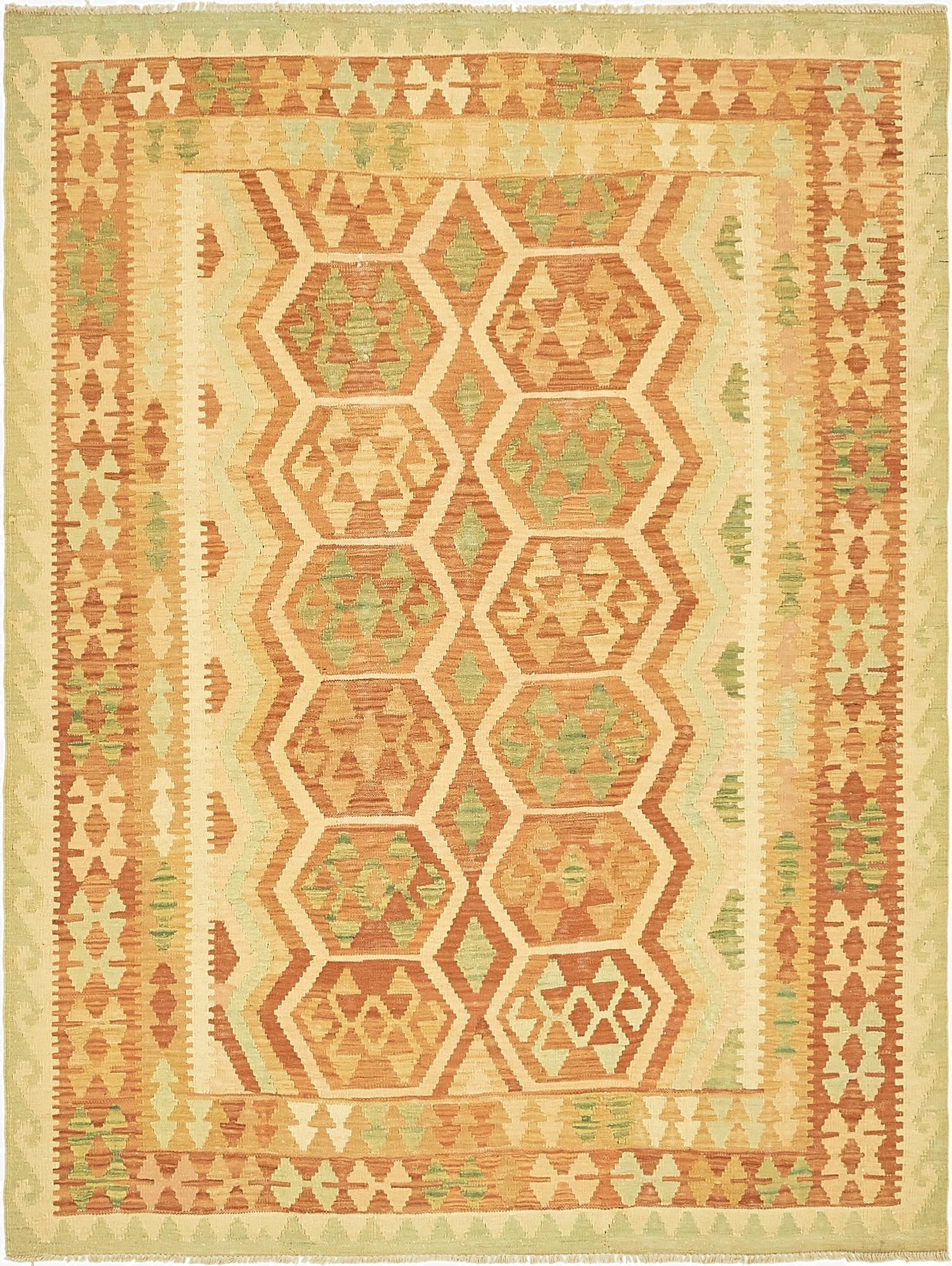  4' 10 x 6' 6  Hand Woven Kilim Waziri Wool Rug