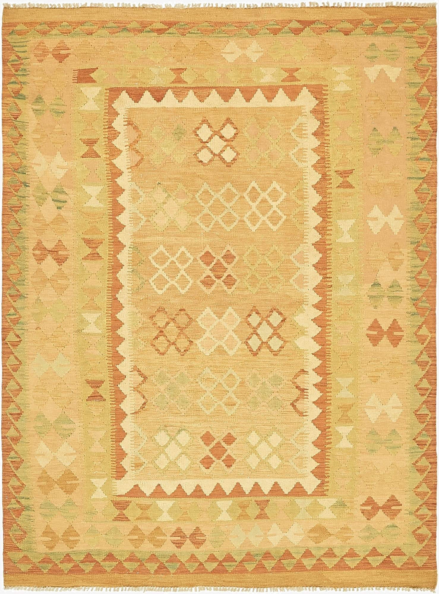  4' 10 x 6' 9  Hand Woven Kilim Waziri Wool Rug