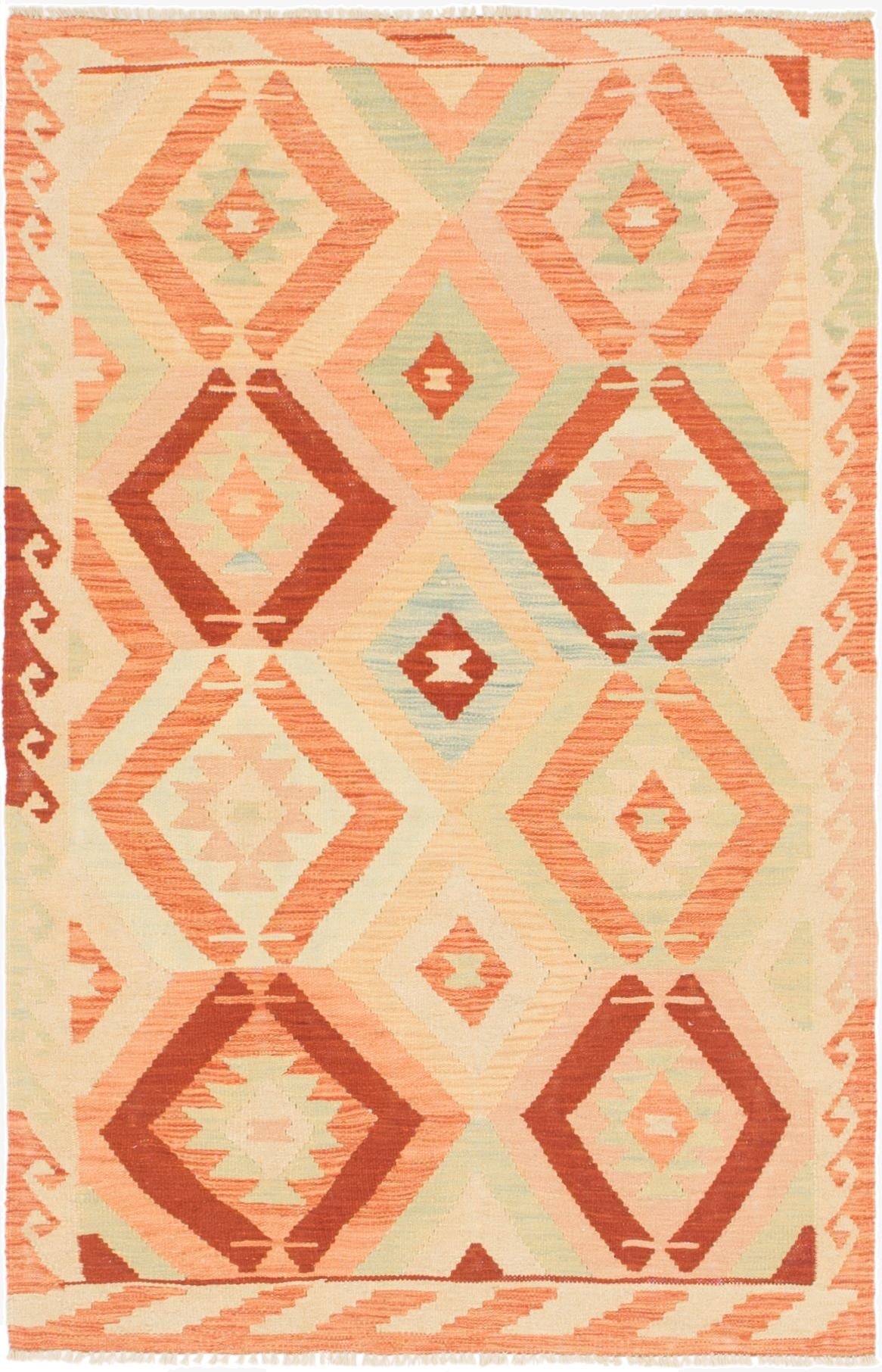  3' 4 x 5' 3  Hand Woven Kilim Waziri Wool Rug