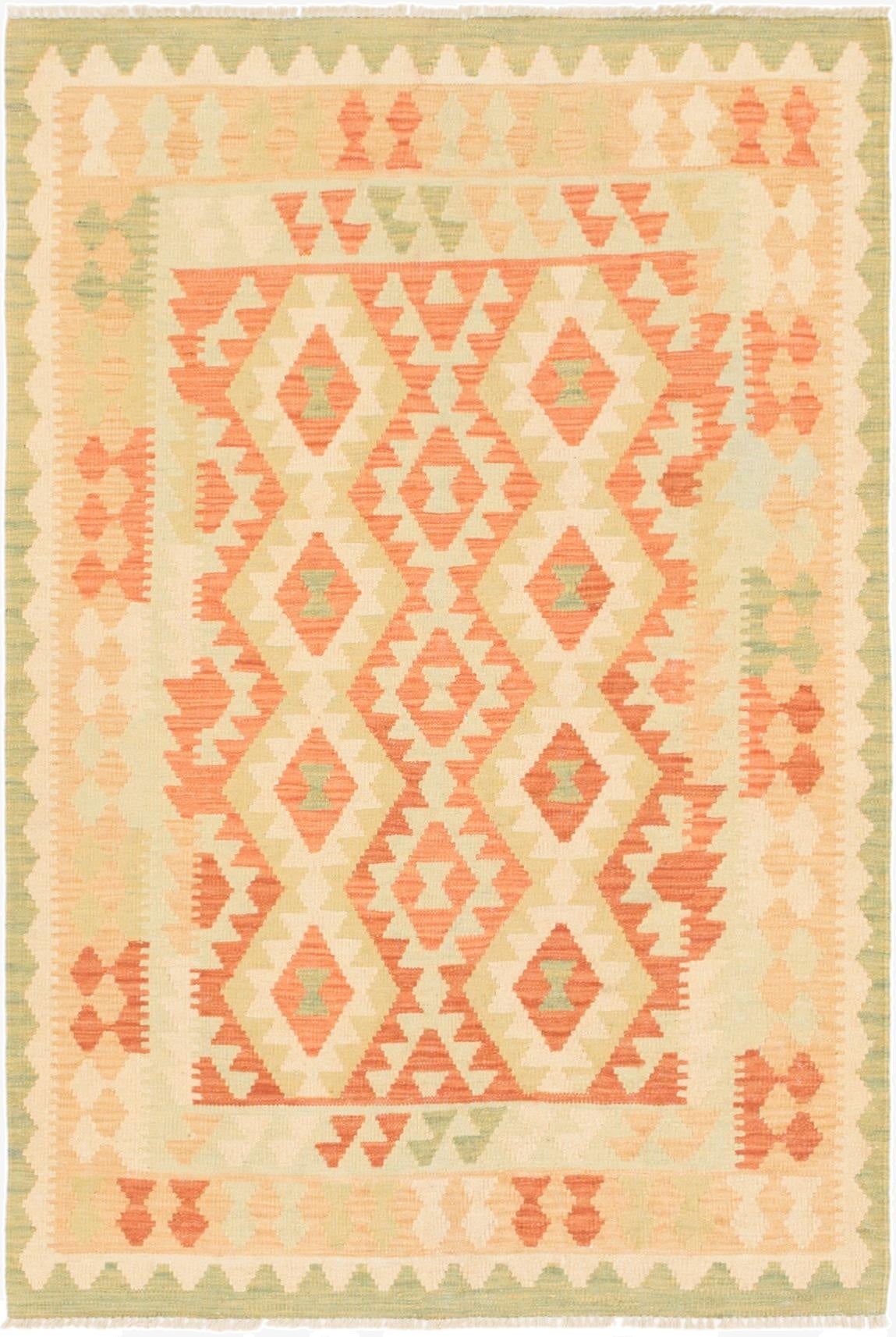  3' 4 x 5'  Hand Woven Kilim Waziri Wool Rug