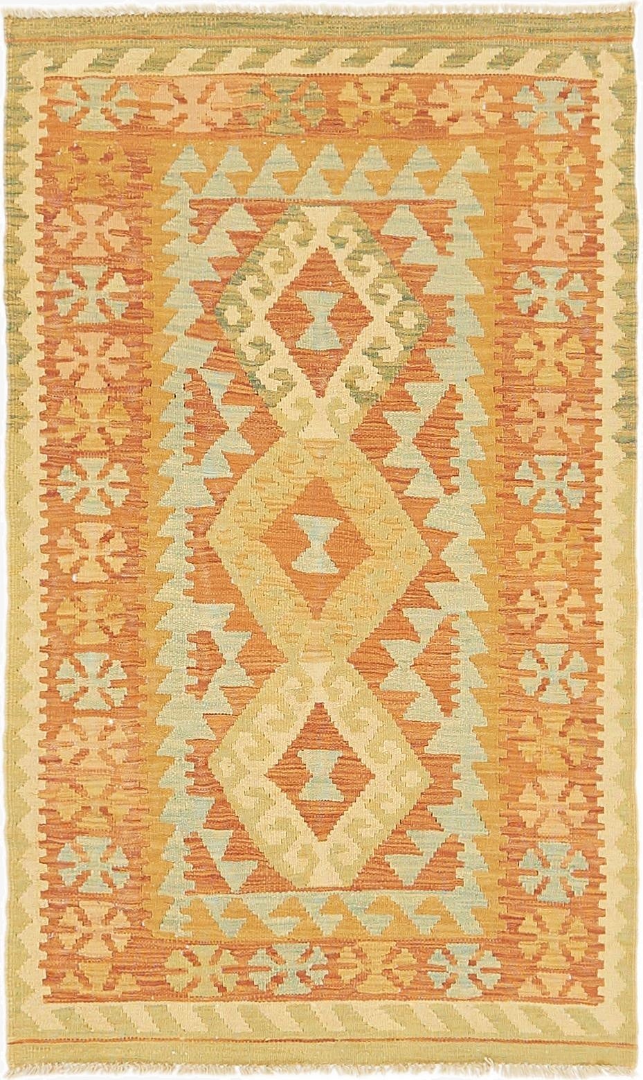  2' 6 x 4' 6  Hand Woven Kilim Waziri Wool Rug