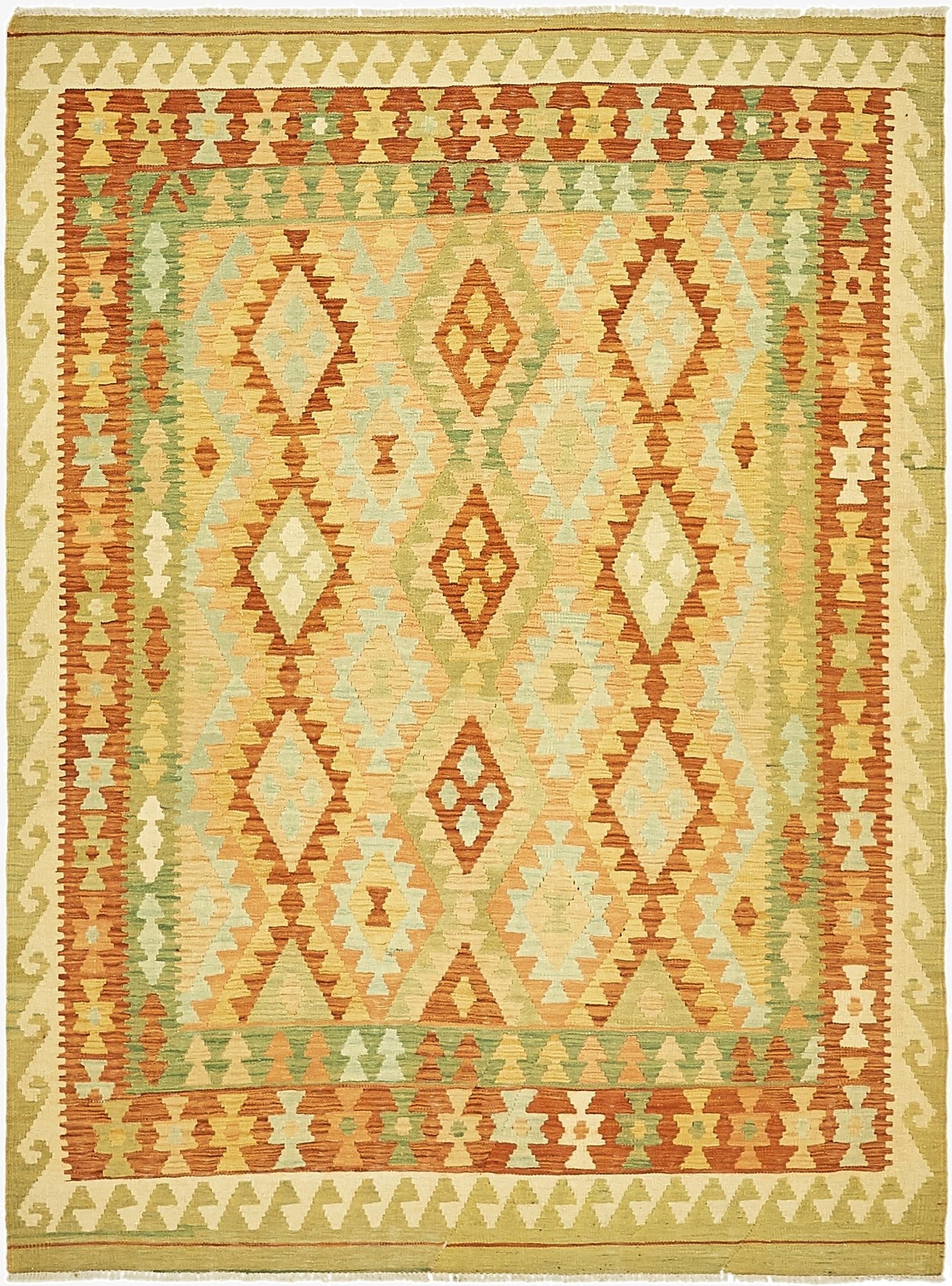  5' x 6' 6  Hand Woven Kilim Waziri Wool Rug