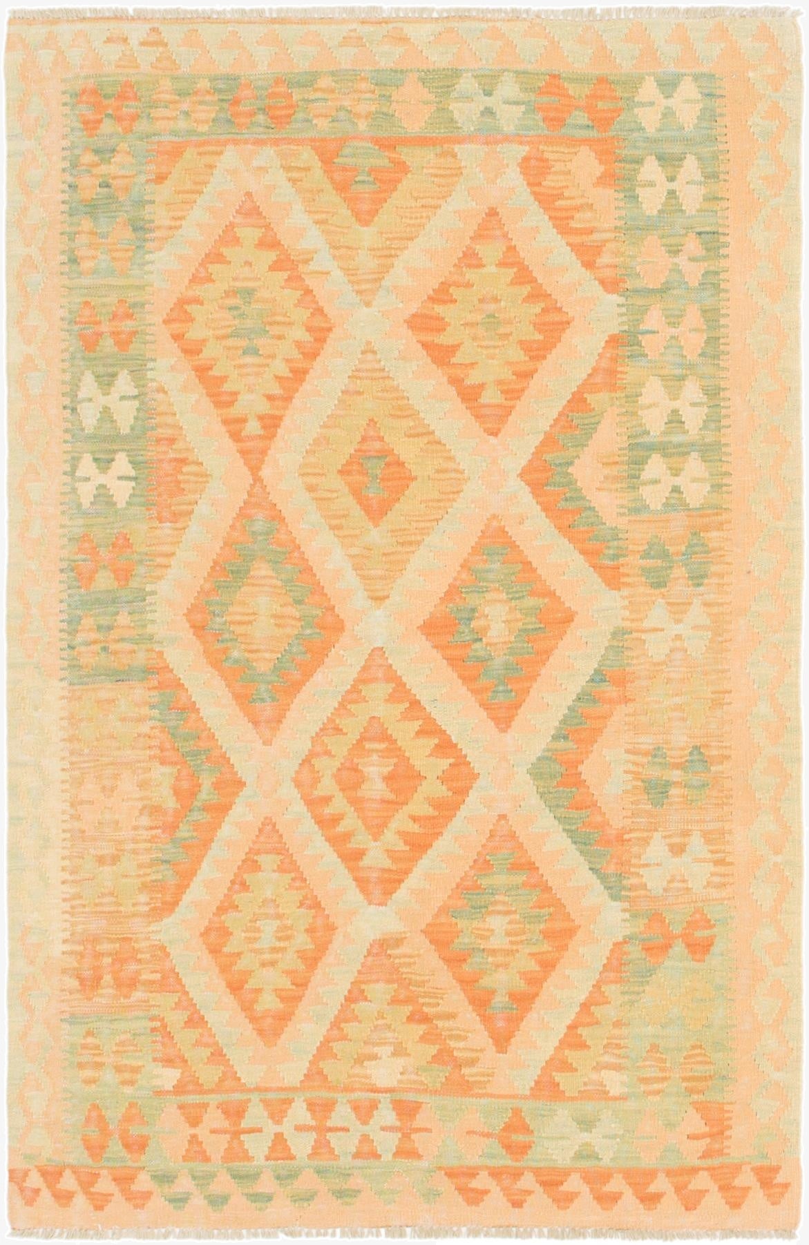  3' 3 x 5' 2  Hand Woven Kilim Waziri Wool Rug