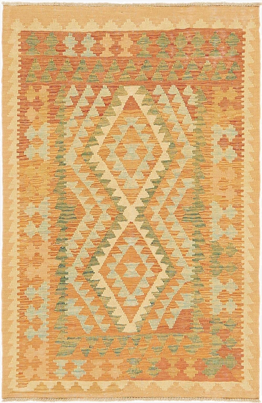  2' 10 x 4' 5  Hand Woven Kilim Waziri Wool Rug