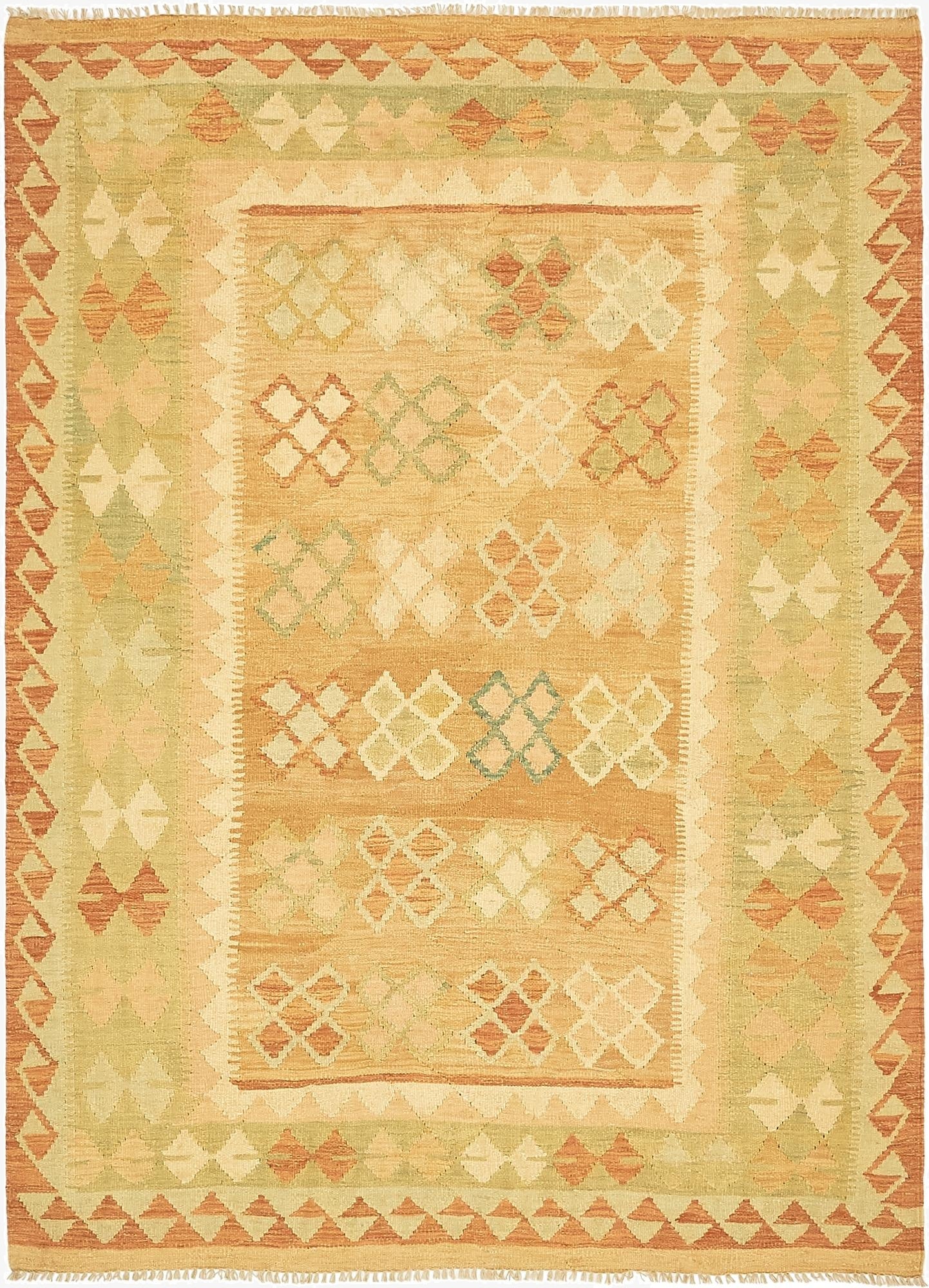  4' 10 x 6' 9  Hand Woven Kilim Waziri Wool Rug