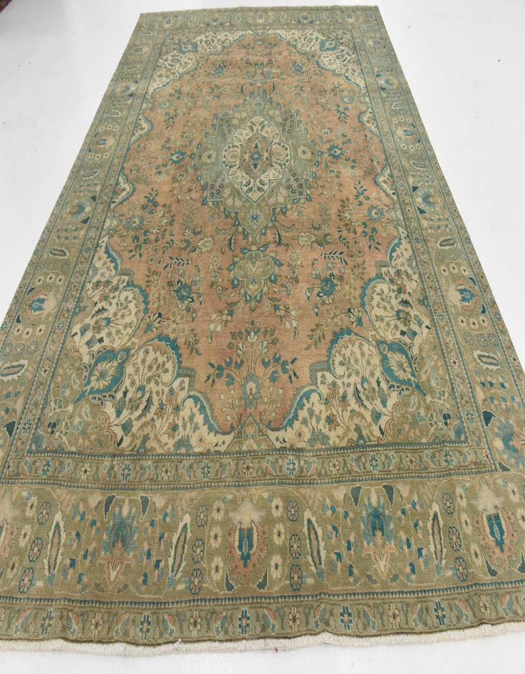 Detail image of  9' 1 x 13'  Hand Knotted Ultra Vintage Persian Wool Rug