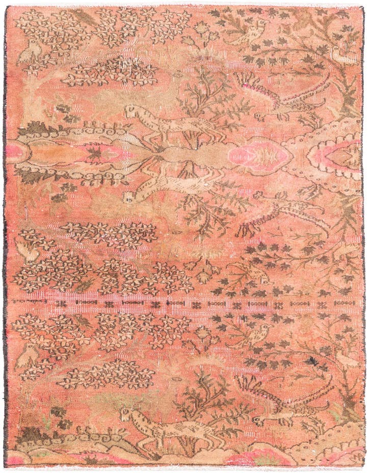  3' 4 x 6' 2  Hand Knotted Ultra Vintage Persian W...