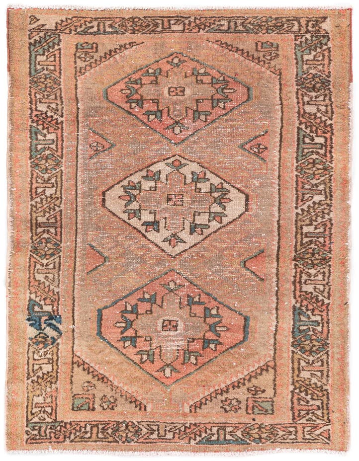  3' 2 x 4' 7  Hand Knotted Ultra Vintage Persian W...