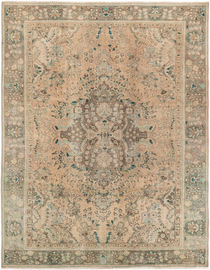  6' 2 x 9' 4  Hand Knotted Ultra Vintage Persian W...