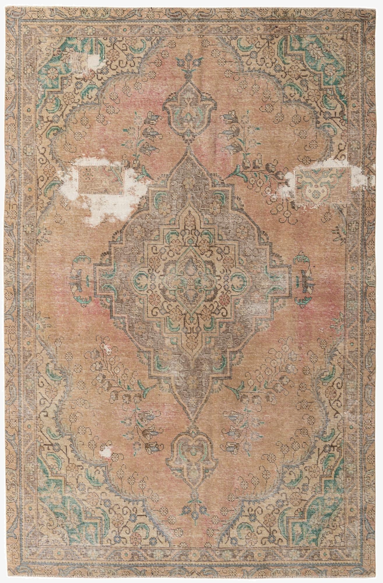  6' 7 x 9' 10  Hand Knotted Ultra Vintage Persian Wool Rug