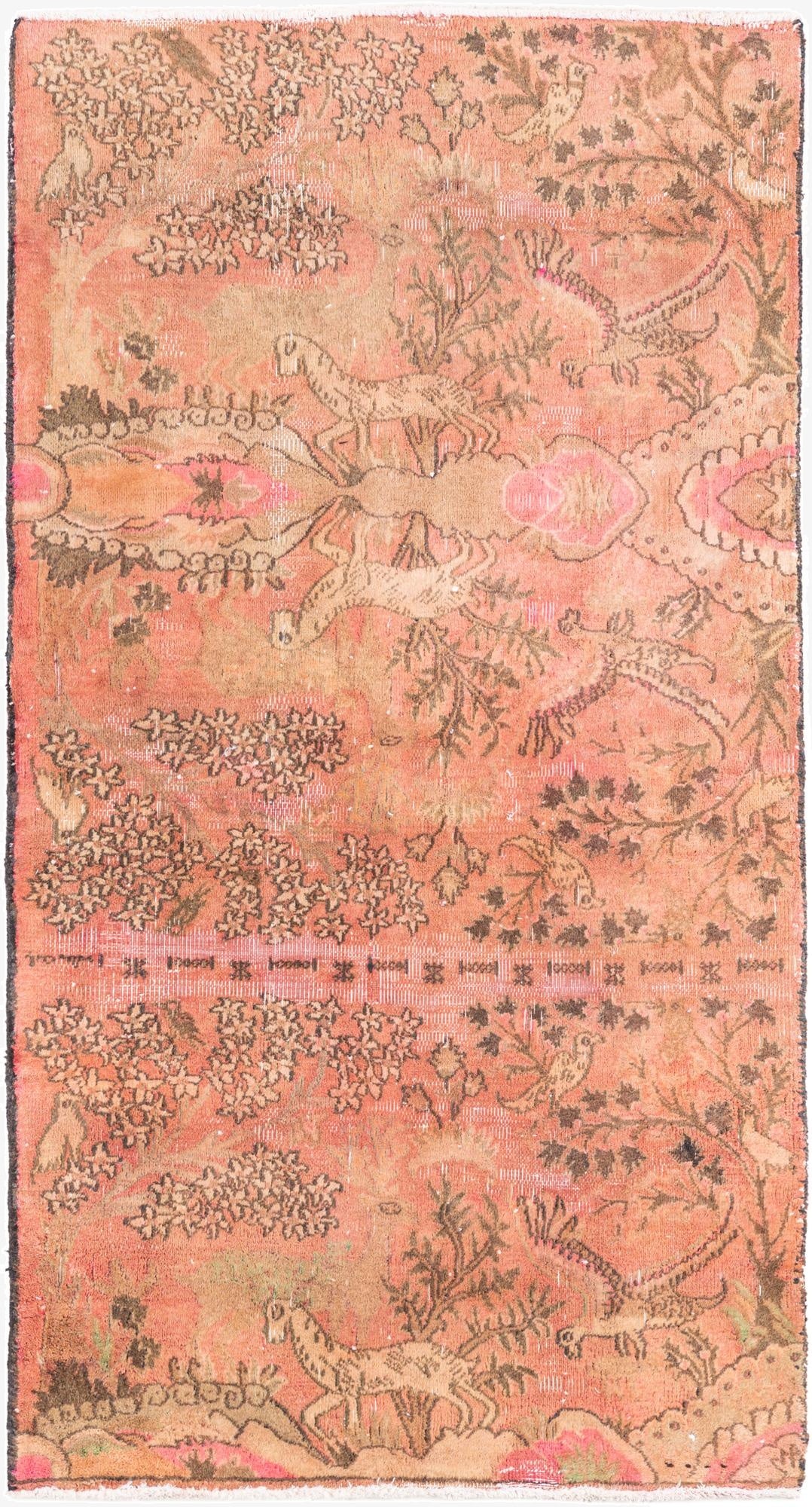  3' 4 x 6' 2  Hand Knotted Ultra Vintage Persian Wool Rug