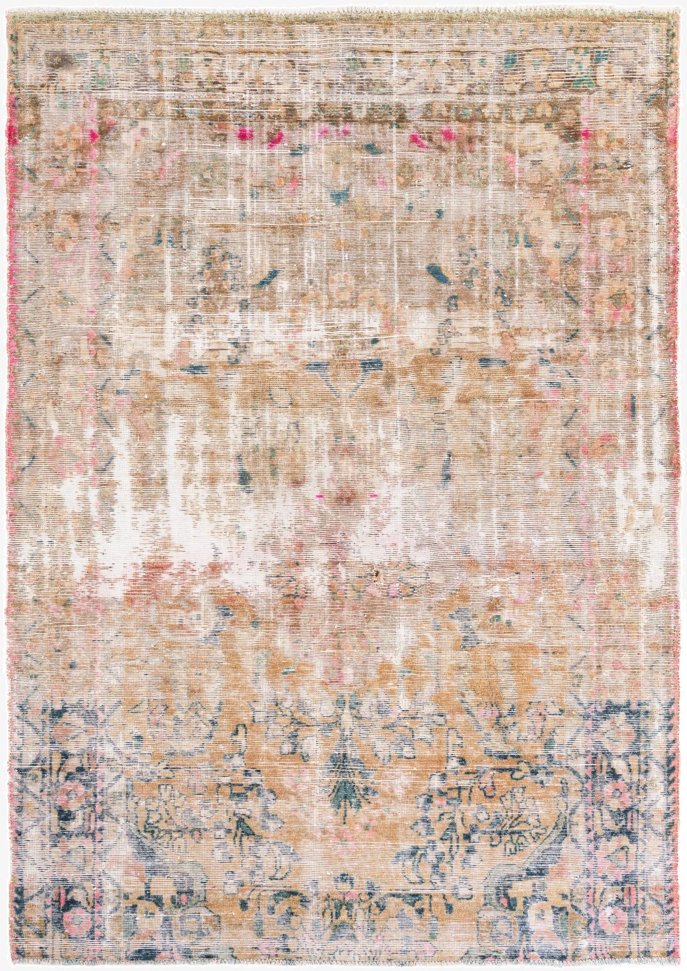  5' 6 x 8' 1  Hand Knotted Ultra Vintage Persian Wool Rug