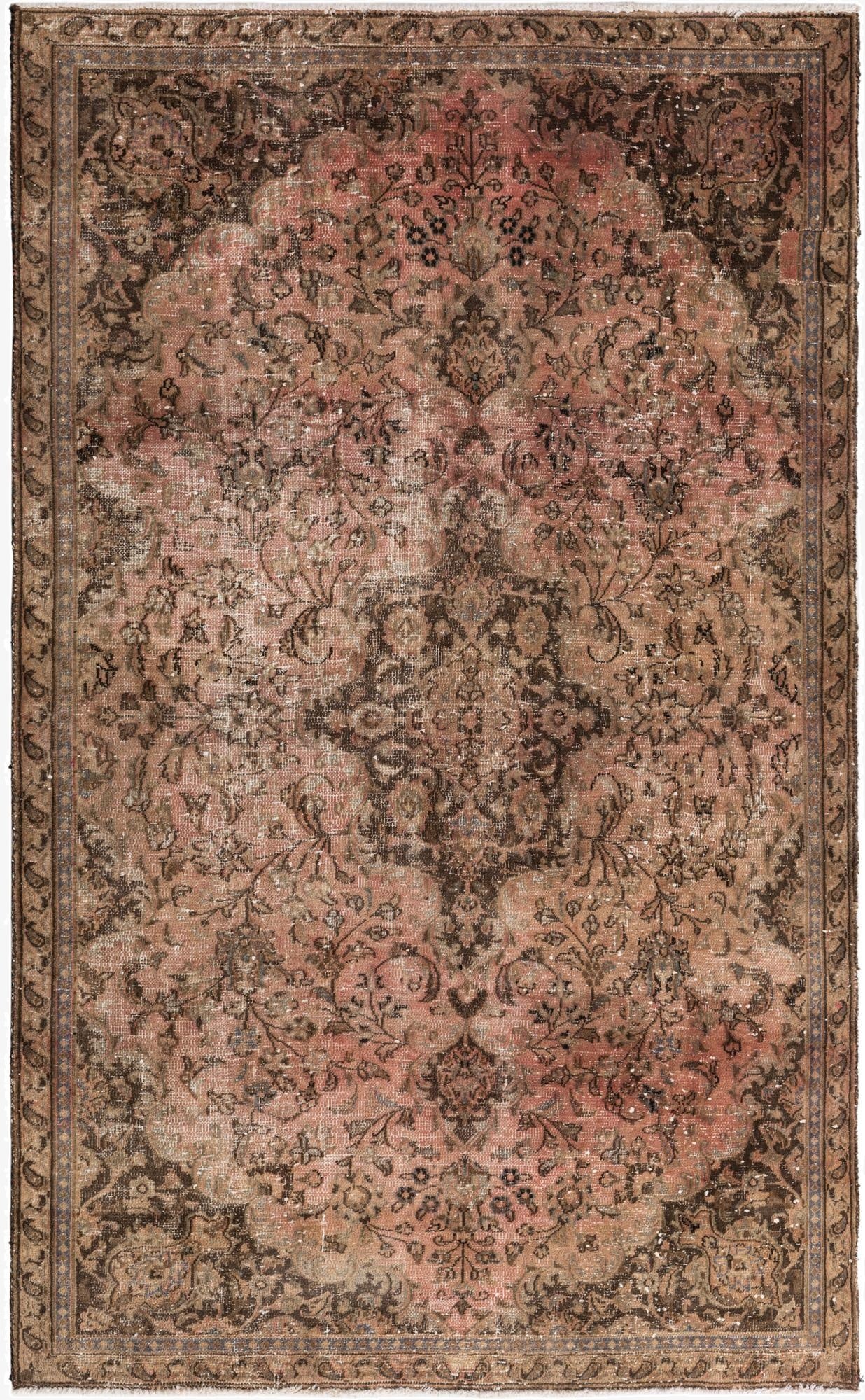  4' 10 x 7' 10  Hand Knotted Ultra Vintage Persian Wool Rug